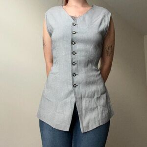 Vintage 90s Houndstooth Sleeveless Shirt